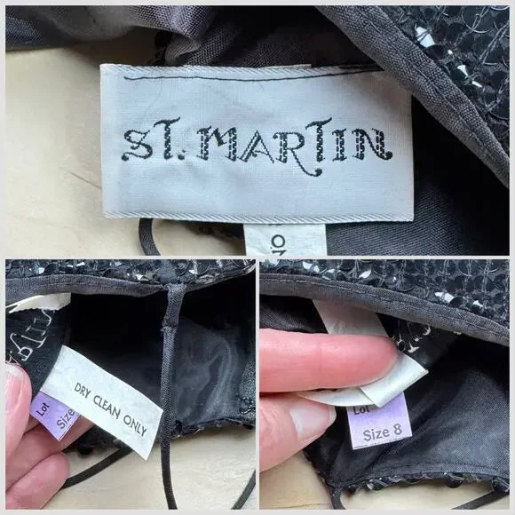 Vintage 1970s Black Sequins and Ostrich Feather Cocktail Dress - Picture 6 of 8